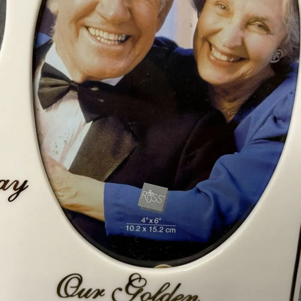 Russ 50th Wedding Anniversary Porcelain Picture Photo Frame Ornate